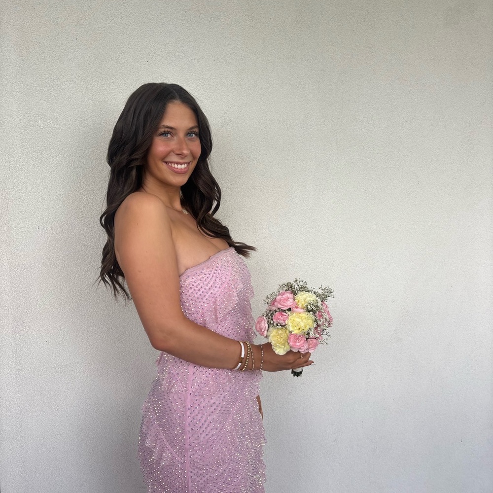 Elegant Pink Strapless Dress